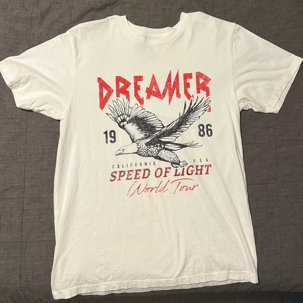 WHITE ‘BLACK SPARROW’ WOMENS GRAPHIC DISTRESSED TEE